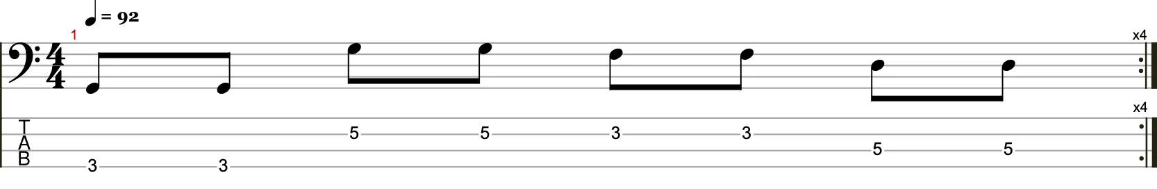 Eintaktige Basslinie mit Achtelnoten 1