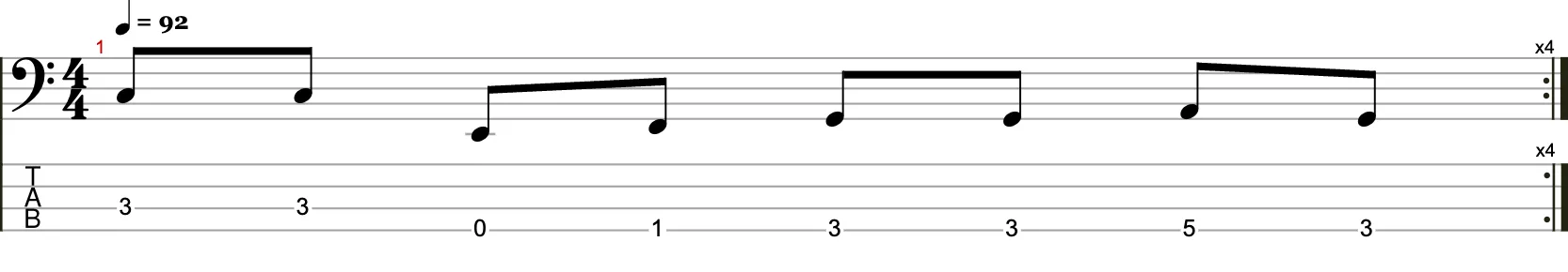 Eintaktige Basslinie mit Achtelnoten 3