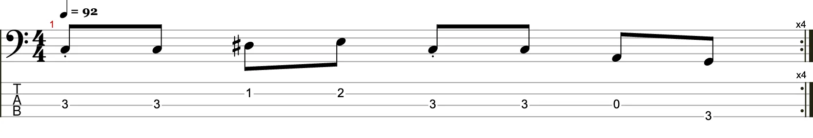 Eintaktige Basslinie mit Achtelnoten 4