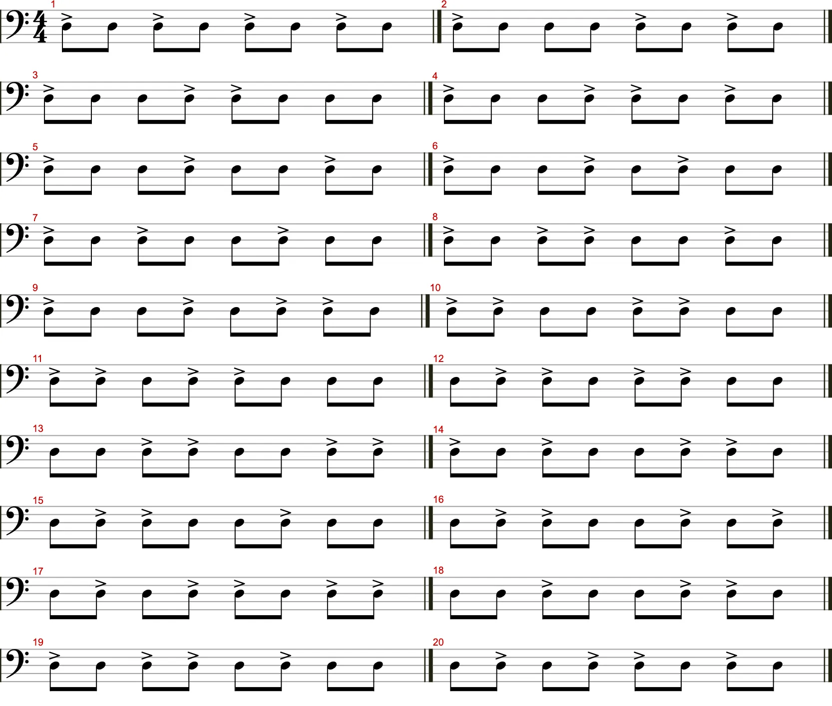 Rechte Hand Betonungen