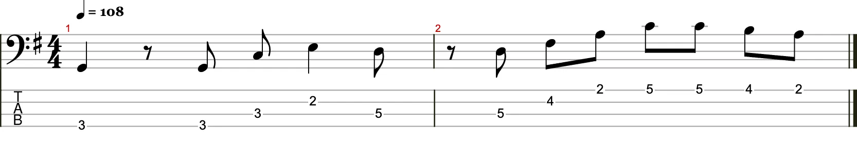 Zweitaktige Basslinie mit Achtel 8