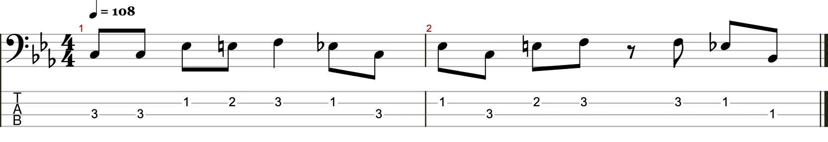 Zweitaktige Basslinie mit Achtelnoten 10
