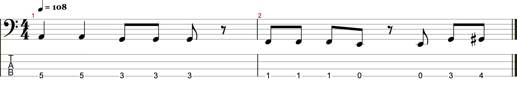 Zweitaktige Basslinie mit Achtelnoten 11