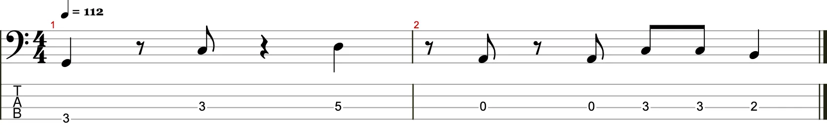 Zweitaktige Basslinie mit Achtelnoten 12
