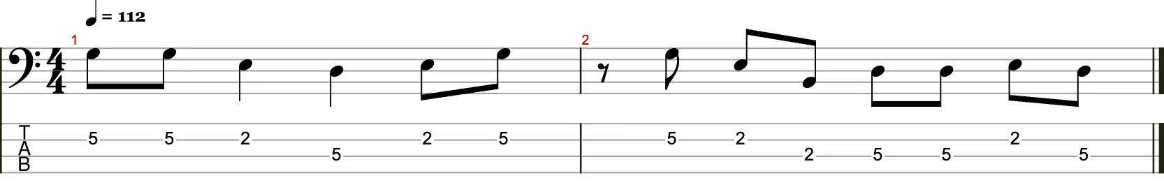 Zweitaktige Basslinie mit Achtelnoten 2