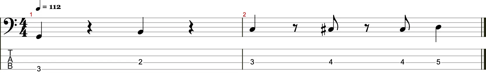 Zweitaktige Basslinie mit Achtelnoten 3