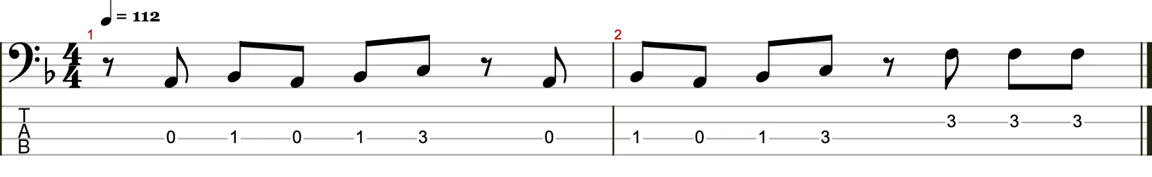Zweitaktige Basslinie mit Achtelnoten 4