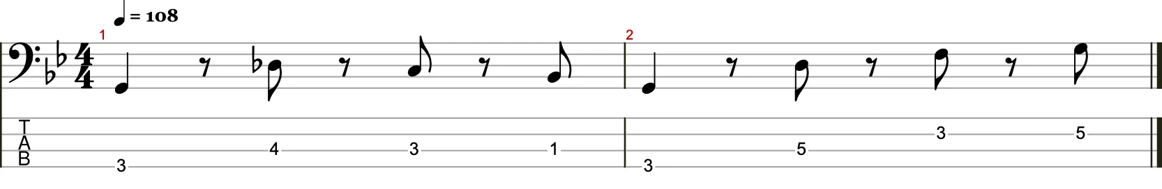 Zweitaktige Basslinie mit Achtelnoten 6