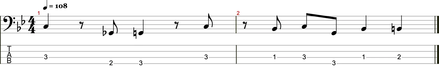 Zweitaktige Basslinie mit Achtelnoten 7