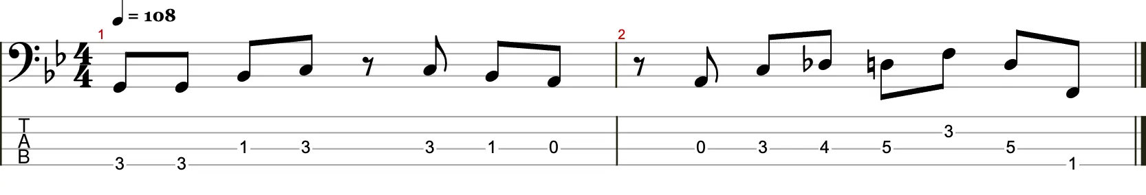 Zweitaktige Basslinie mit Achtelnoten 9
